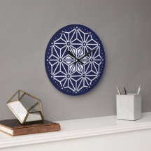 Oriental Navy Blue White Asanoha Japan Pattern