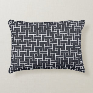 Oriental Navy Blue White Japan Weaving Pattern Decorative Cushion