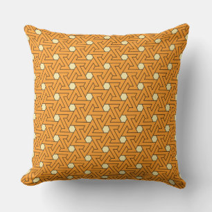 Oriental Orange Beige Hexagon Egyptian Pattern Cushion