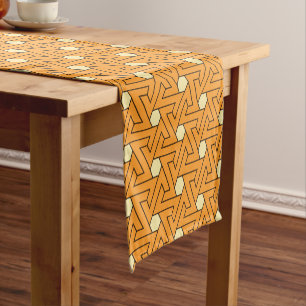 Oriental Orange Beige Triangle Hexagon Egyptian Short Table Runner