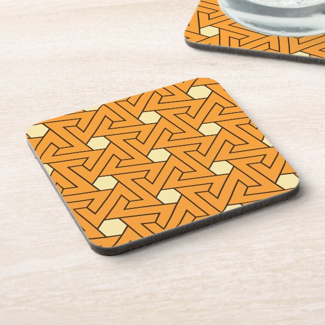 Oriental Orange Beige Triangle Spirals Egyptian Coaster (Left Side)