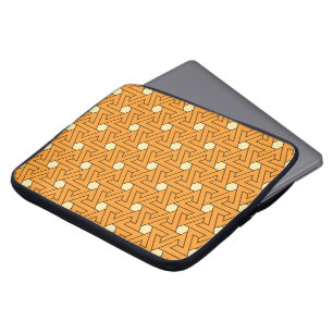 Oriental Orange Beige Triangle Spirals Egyptian Laptop Sleeve