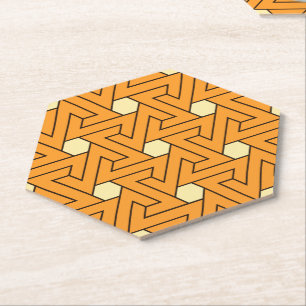 Oriental Orange Beige Triskelion Egyptian Pattern Paper Coaster
