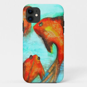 Oriental orange goldfish watercolor original art iPhone 11 case
