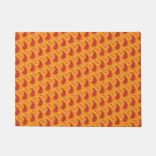 Oriental Orange Persian Paisley Pattern Doormat