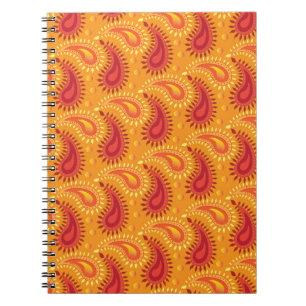 Oriental Orange Persian Paisley Pattern Notebook