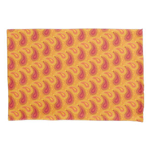 Oriental Orange Persian Paisley Pattern Pillowcase