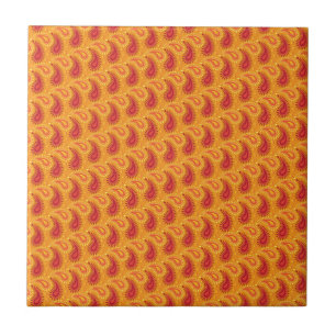 Oriental Orange Persian Paisley Pattern Tile