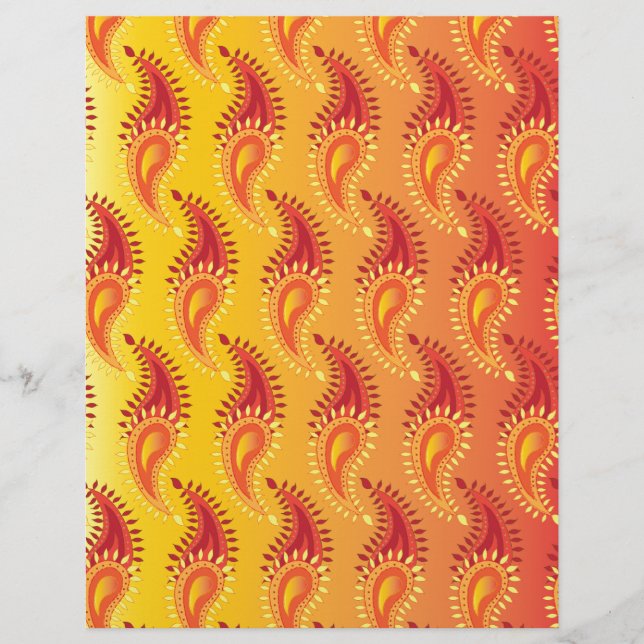 Oriental Orange Twin flame Persian Paisley Pattern (Front)