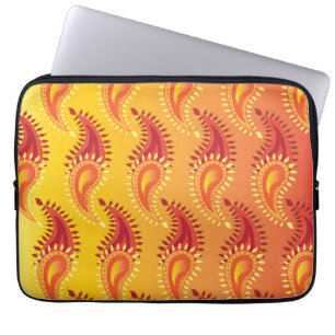 Oriental Orange Twin flame Persian Paisley Pattern Laptop Sleeve