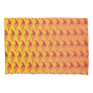 Oriental Orange Twin flame Persian Paisley Pattern Pillowcase