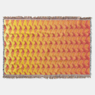 Oriental Orange Twin flame Persian Paisley Pattern Throw Blanket