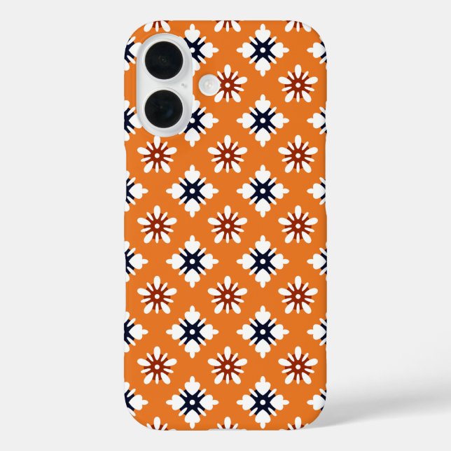 Oriental Orange White Red Katazome Flowers Pattern Case-Mate iPhone Case (Back)