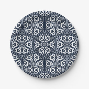 Oriental Ottoman Turkish blue ware tracery design Paper Plate