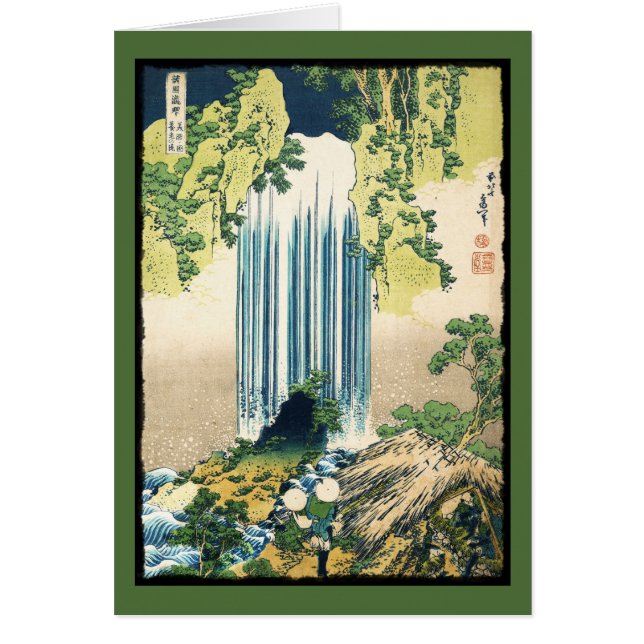 Oriental Painting Waterfall Above Shack (Front)