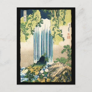 Oriental Painting Waterfall Above Shack Postcard