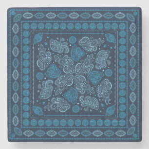 Oriental Paisley Ornament - Blue Stone Coaster