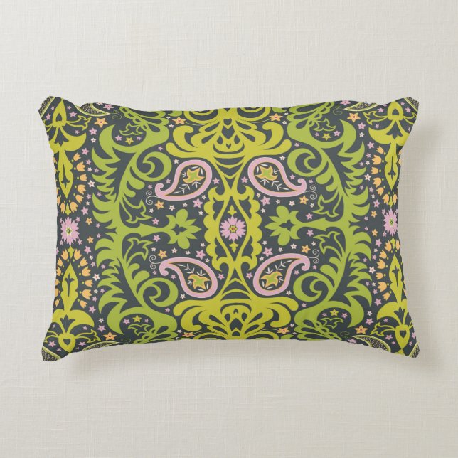 Oriental paisley ornament; decorative seamless flo cushion (Front)
