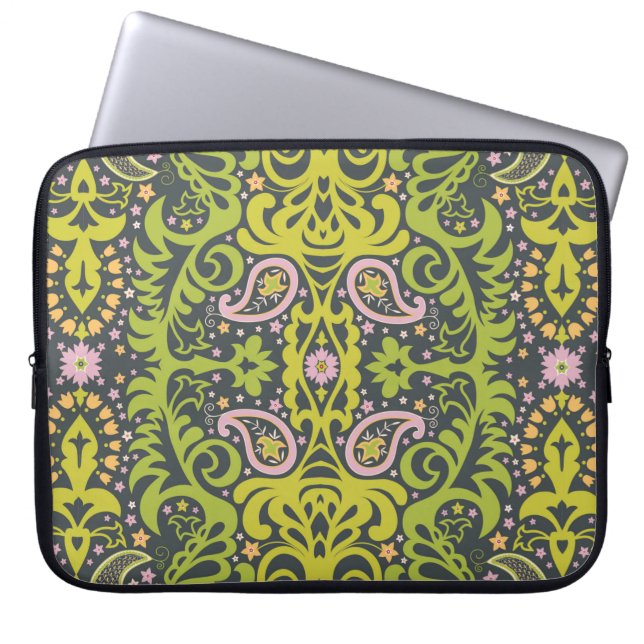 Oriental paisley ornament; decorative seamless flo laptop sleeve (Front)