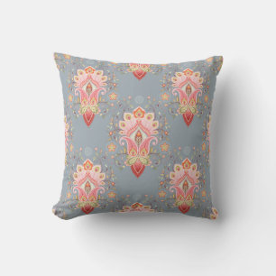 Oriental Paisley Peacock Feather Background Cushion