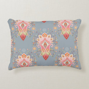 Oriental Paisley Peacock Feather Background Decorative Cushion