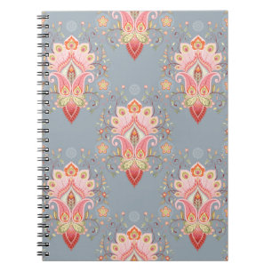 Oriental Paisley Peacock Feather Background Notebook