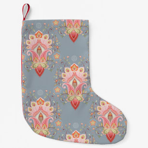 Oriental Paisley Peacock Feather Background Small Christmas Stocking