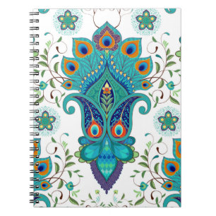 Oriental paisley, peacock feather pattern. notebook