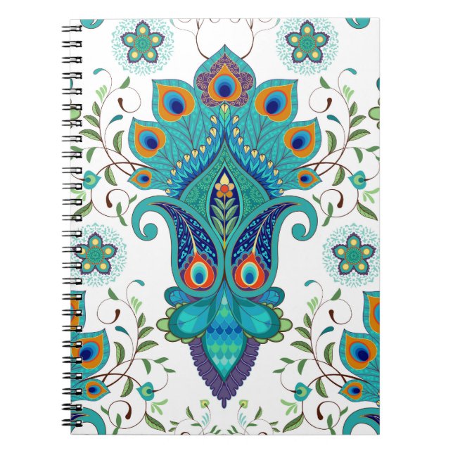 Oriental paisley, peacock feather pattern. notebook (Front)