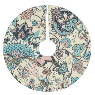Oriental Paisley: Stylised Textile Elegance. Brushed Polyester Tree Skirt