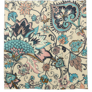 Oriental Paisley: Stylised Textile Elegance. Shower Curtain