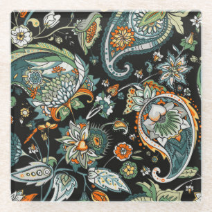 Oriental paisley: traditional Turkish motif. Glass Coaster