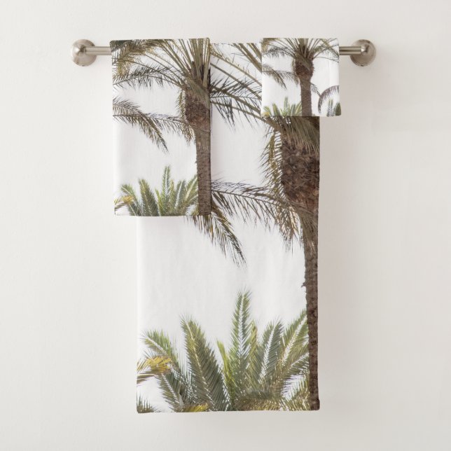 Oriental Palm Trees #1 #tropical #wall #art  Bath Towel Set (Insitu)