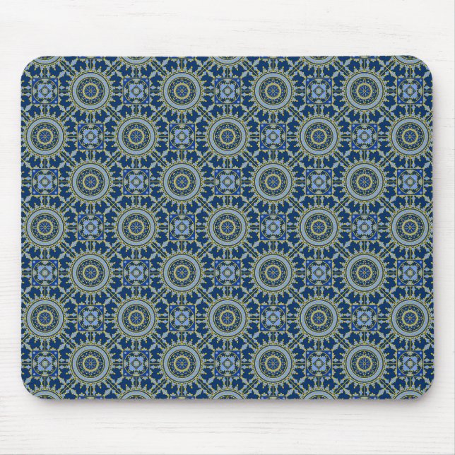 Oriental Pattern Blue Mouse Mat (Front)