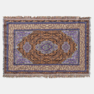 Oriental Persian Antique Blue Throw Blanket