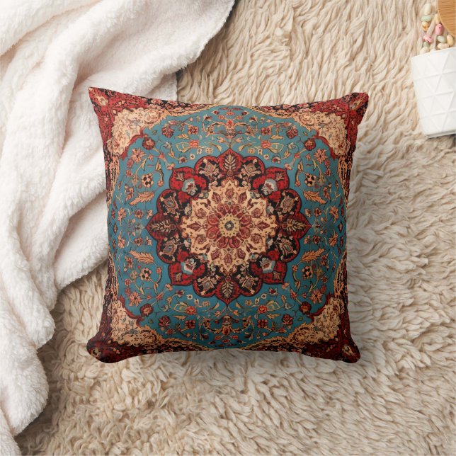 Oriental Persian Carpet Sapphire Red Cushion (Blanket)