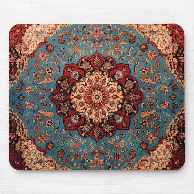 Oriental Persian Carpet Sapphire Red Mouse Mat (Front)