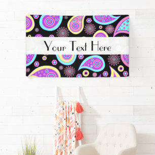 Oriental Persian Paisley - Blue Purple Pink Banner