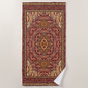 Oriental Persian Red Gold Beach Towel