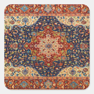 Oriental Persian Turkish Carpet Pattern Square Sticker