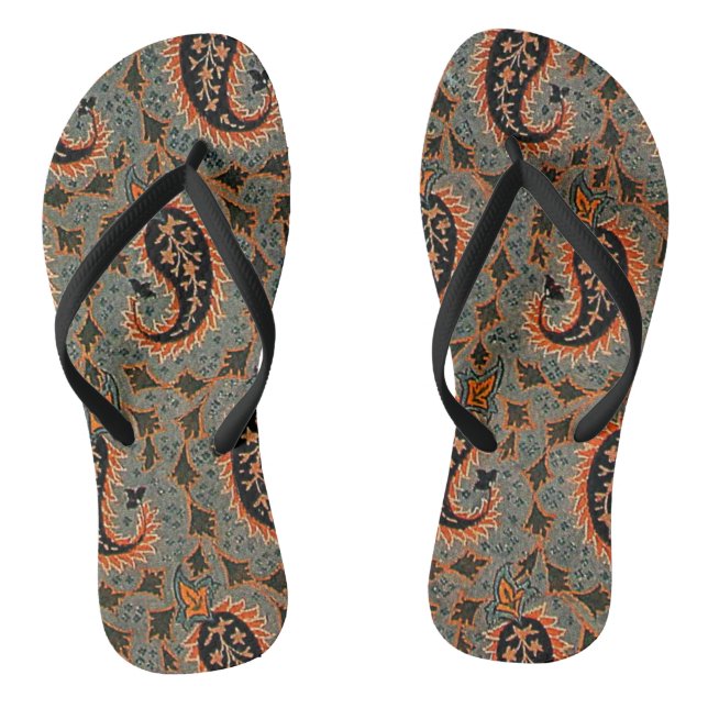 Oriental Persian , Turkish Paisley Pattern Flip Flops (Footbed)