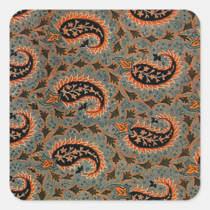 Oriental Persian , Turkish Paisley Pattern Square Sticker