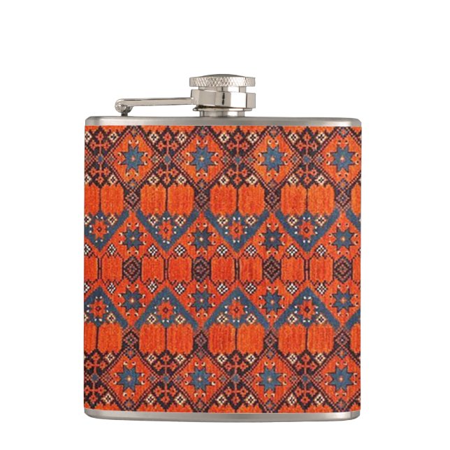Oriental Persian Turkish Pattern, Carpet Hip Flask (Front)