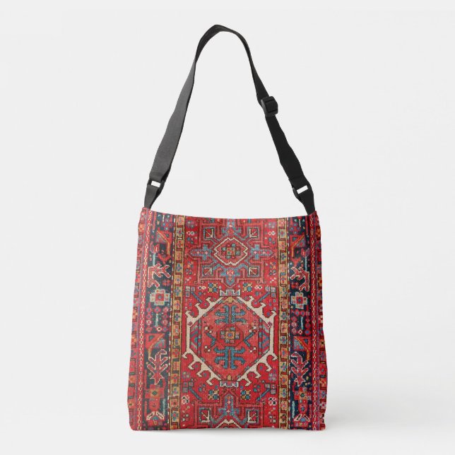 Oriental Persian , Turkish Pattern, Carpet, Red Crossbody Bag (Back)