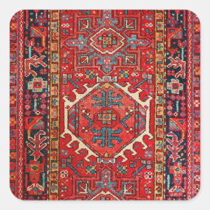 Oriental Persian , Turkish  Pattern, Red Square Sticker