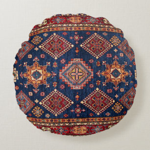 Oriental Persian Turkish Rug Pattern Round Cushion
