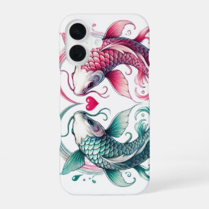 Oriental pink and teal love heart koi tattoo  Case