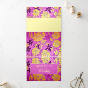 ORIENTAL Pink Golden Pattern - Invitation Card