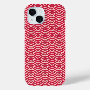 Oriental Pink Sakura Koinobori Fish Scale Pattern iPhone 15 Case