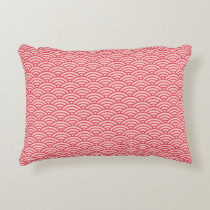 Oriental Pink Sakura Koinobori Fish Scale Pattern Decorative Cushion
